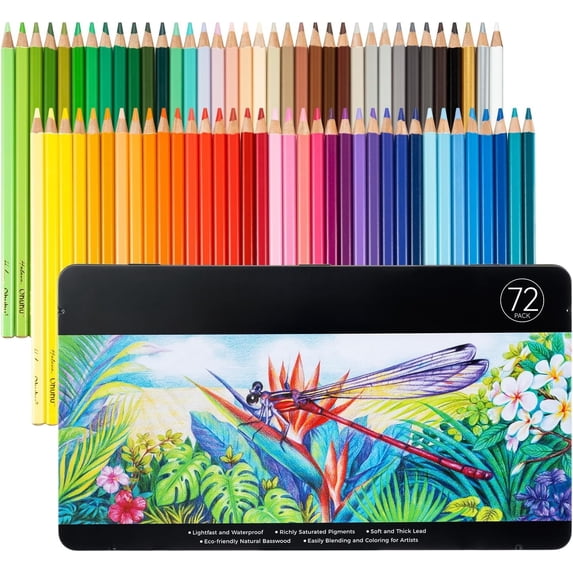 Colored Pencils: 72 Oil-based Drawing Pencils for Coloring Portrait Sketching Landscape, Durable Soft Core, Professional 72 Pack for Artist, Adult & Beginners, Halawa Series