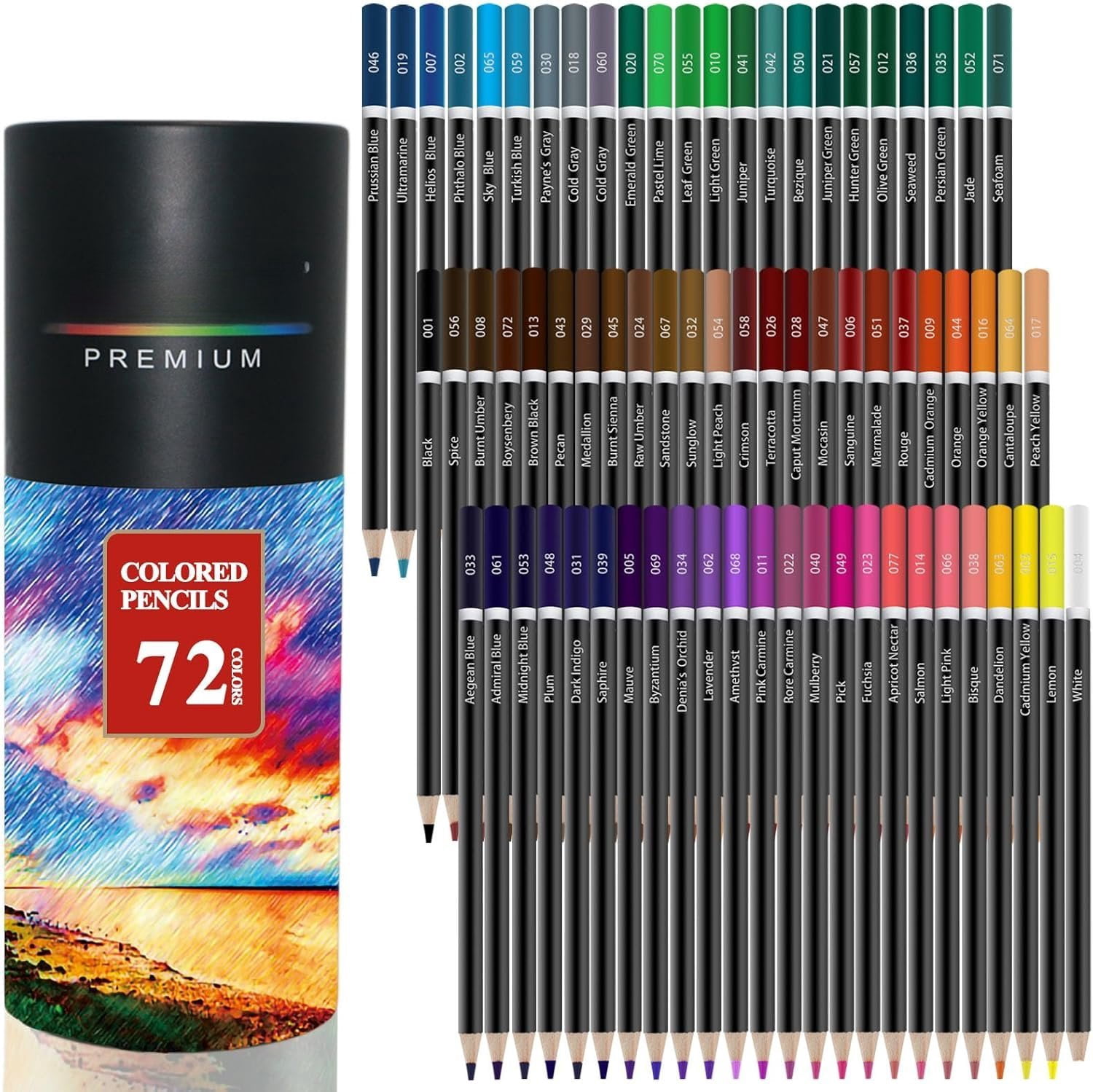 Colored Pencils for Adult Coloring Books, 72 Color Pencil Set, Soft Core Color Pencils for Adult Coloring Book, Coloring Pencils for Adults - Drawing, Sketching, Blending & Shading-Art Supplies.