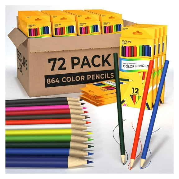 Colored Pencils Bulk, Colored Pencils For Kids Or Adults, Map Coloring pencils, 12 Per Box, Box May Vary (72 Boxes)
