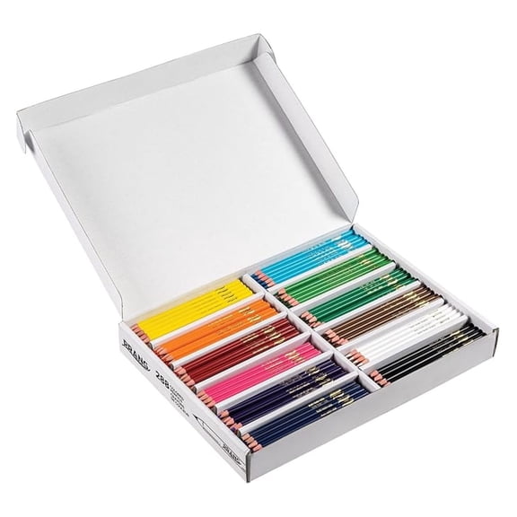 Colored Pencils Classroom Pack, Assorted Colors, 3.3 mm , 288 Count