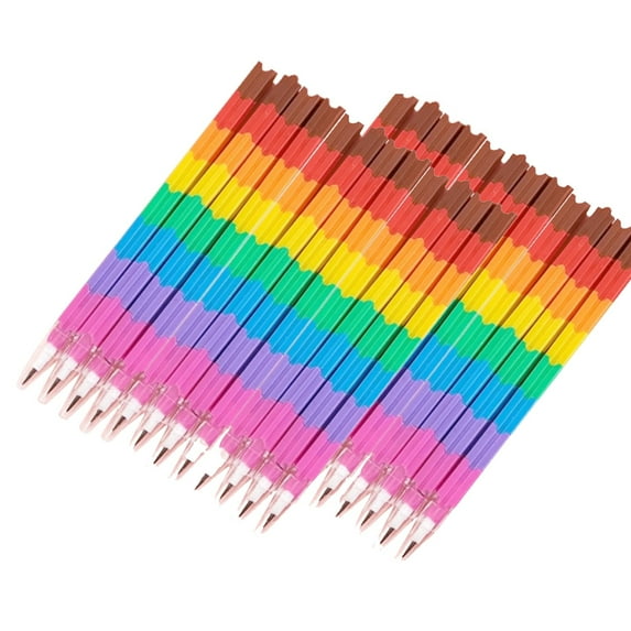 Colored Pencils Clearance, Furenl 24 Pcs Stacking Crayons Stackable Buildable Crayons Colorful Crayon Party Rainbow Pencils Fors' Crayons Coloringsupplies 8 Colors of Pencils, Pen