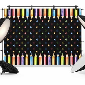 Colored Pencils Photography Backdrop 7x5FT, Childlike Building Blocks Black Campus Photo Backdrops, Background for Photography Studio Photo Studio Background, Back Drop for Photoshoot