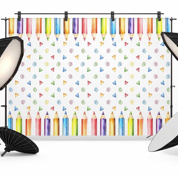 Colored Pencils Photography Backdrop 7x5FT, Childlike Building Blocks Campus Cartoon Photo Backdrops, Background for Photography Studio Photo Studio Background, Back Drop for Photoshoot