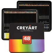 Colored Pencils Set of 48 – Pre-Sharpened Nontoxic Art Supplies for Kids and Adults - Soft and Thick Oil Based Leads – 48 Colors in Tin Box - By Creyart