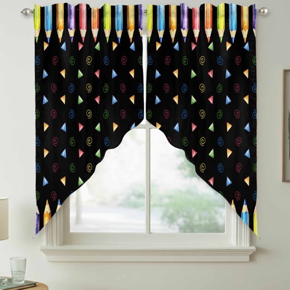 Colored Pencils Swag Kitchen Curtain Valances, Childlike Building ...