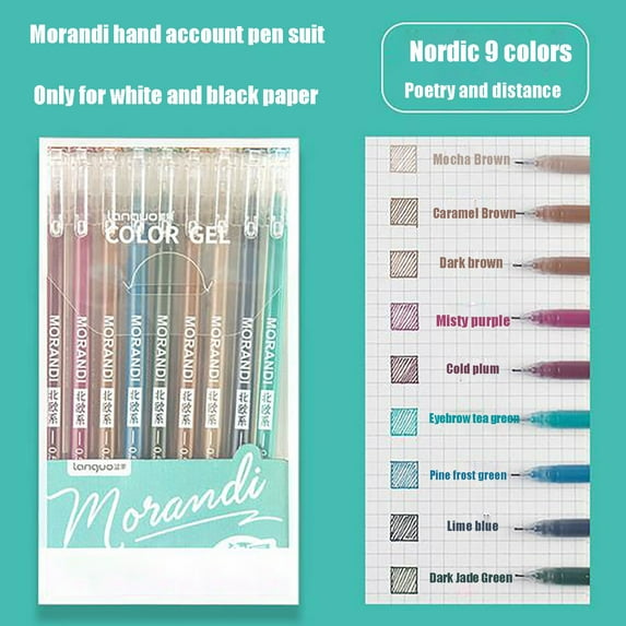 Colored Pens, Gel Pens, Journaling Supplies, 9 Pcs Colorful Pens, Fine Point Smooth Writing Pen, Large-Capacity Multi-Color Pens, Colored Ink Gel Pen, Color Stationery Pens Sets 10ml