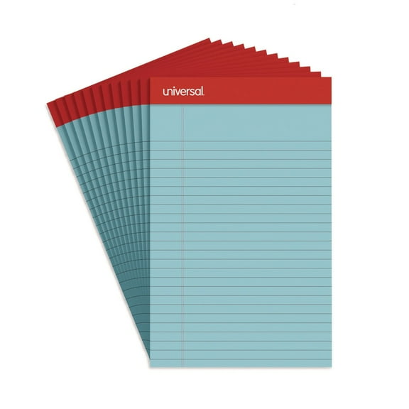 Universal UNV35850 50 Sheets 5 in.  x 8 in. Narrow Rule Colored Perforated Ruled Writing Pads - Blue (1 Dozen)