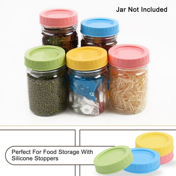 Colored Plastic Mason Jar Lids Regular Mouth Mason Canning Jars Top Food Storage Replacement 4 Pack