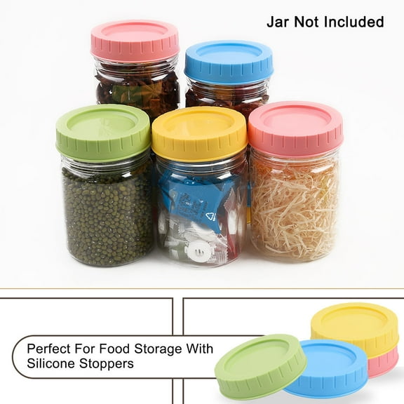 Colored Plastic Mason Jar Lids Regular Mouth Mason Canning Jars Top Food Storage Replacement 4 Pack
