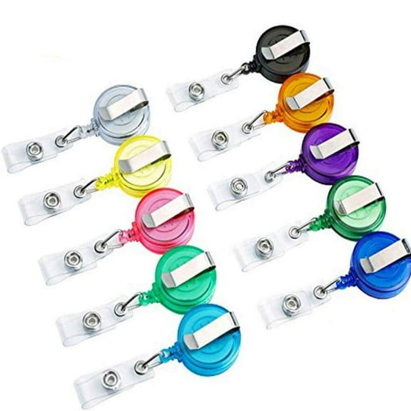 Pengc Retractable ID Badge for Key Card Name Tag Holders, Colored Plastic, 10 Pack