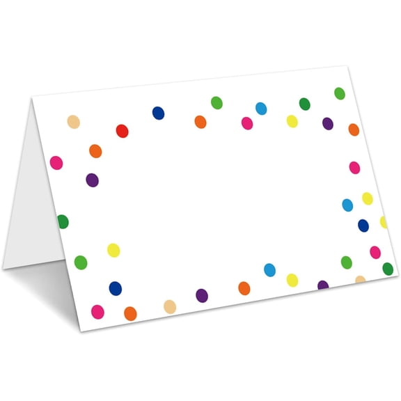 Colored Polka Dot Place Cards, Name Cards for Table Setting, Tented Food Setting Cards for Bridal Shower, Wedding, Baby Showers, Reserved Table Signs, 25 Pack Birthday Party Decorations -15