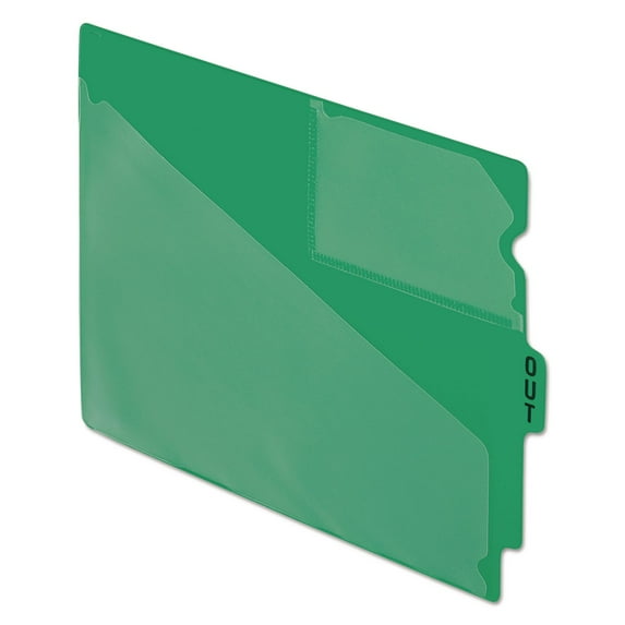 Colored Poly Out Guides with Center Tab 1/3-Cut End Tab, Out, 8.5 x 11, Green, 50/Box