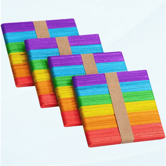 Colored Popsicle Sticks, 200 Pack, 4.5 Inch, Colored Craft Sticks, Colorful Popsicle Sticks, Rainbow Popsicle Sticks, Wooden Sticks for Crafts, Colored Craft Sticks, Craft Popsicle Sticks