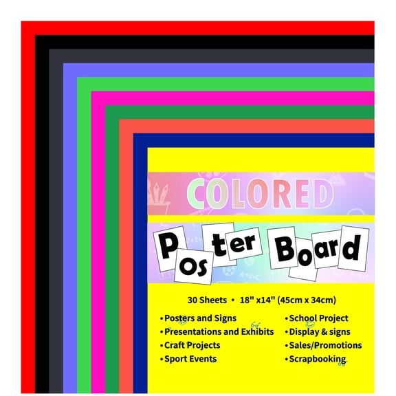 Colored Poster Board 14*18 30 pc Art Craft School Project Paper