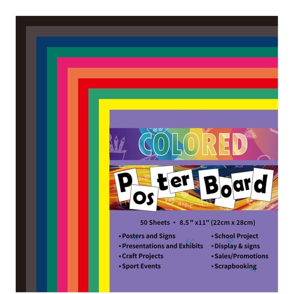 Colored Poster Board 8.5*11 50 pc