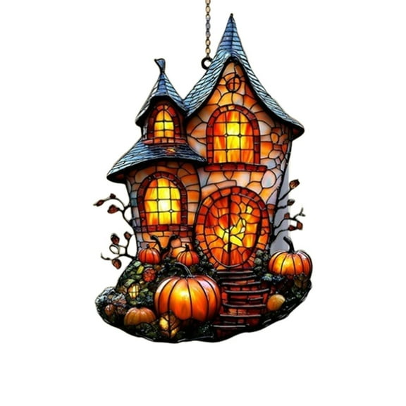 Colored Pumpkin Halloween Window Clings Stained Glass Style Gothic Pumpkin Decorations For Indoor Home Decor