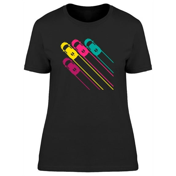 Colored Race Cars T-Shirt Women -Image by Shutterstock, Female Medium