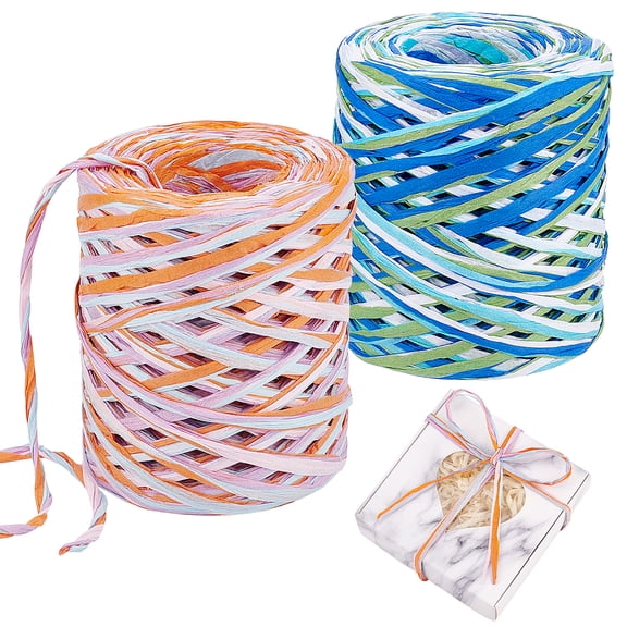 Colored Raffia Paper Ribbon 656 Feet Matte Twine Raffia Ribbon 2 colors Paper String Raffia Ribbon for Gift Wrapping Gift box Packing Party Decor and Craft Projects 2 rolls