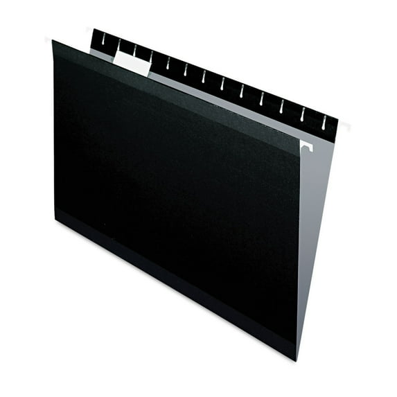 Pendaflex 04153 1/5 BLA 1/5-Cut Tabs Colored Reinforced Hanging Legal Folders - Black (25/Box)