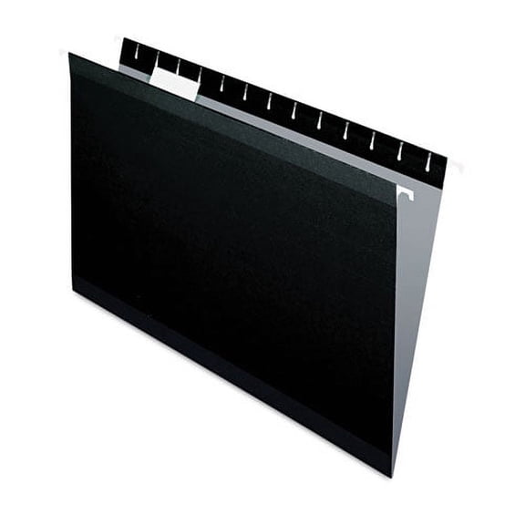 "Colored Reinforced Hanging Folders, Legal Size, 1/5-Cut Tab, Black, 25/box | Bundle of 2 Boxes"