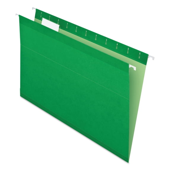 Colored Reinforced Hanging Folders, Legal Size, 1/5-Cut Tab, Bright Green, 25/box | Bundle of 5 Boxes