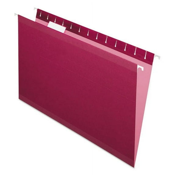 Colored Reinforced Hanging Folders, Legal Size, 1/5-Cut Tab, Burgundy, 25/box | Bundle of 2 Boxes
