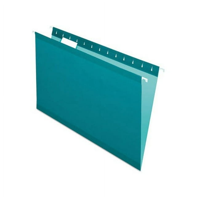 Colored Reinforced Hanging Folders Legal Size, 1/5-Cut Tab, Teal, 25/Box
