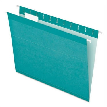 Colored Reinforced Hanging Folders, Letter Size, 1/5-Cut Tab, Aqua, 25/box | Bundle of 2 Boxes