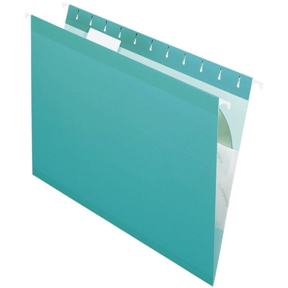 Colored Reinforced Hanging Folders, Letter Size, 1/5-Cut Tab, Aqua, 25/box | Bundle of 5 Boxes