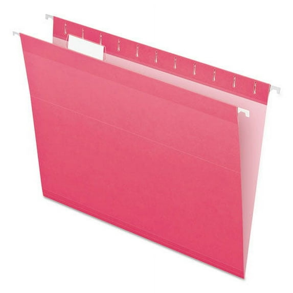 Colored Reinforced Hanging Folders, Letter Size, 1/5-Cut Tab, Pink, 25/box | Bundle of 2 Boxes
