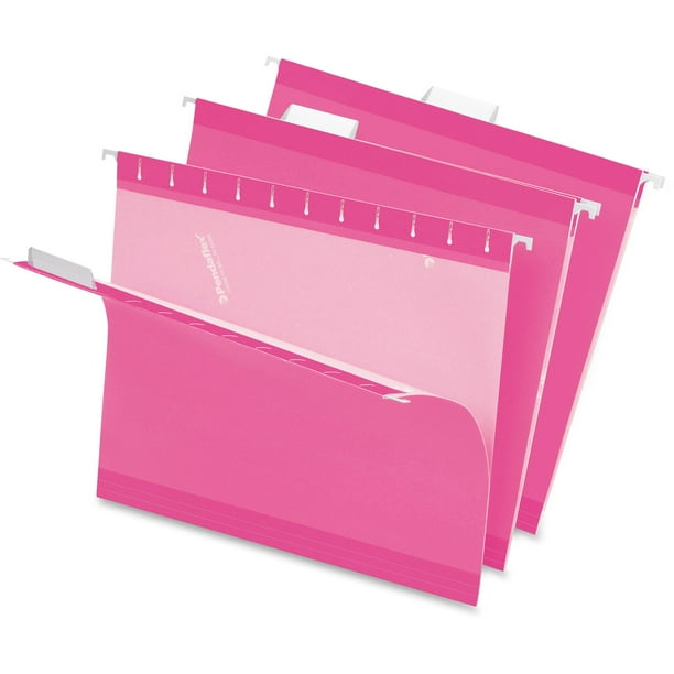Colored Reinforced Hanging Folders, Letter Size, 1/5-Cut Tabs, Pink, 25/Box Colored Reinforced Hanging Folders, Letter Size, 1/5-Cut Tabs, Pink, 25/Box
