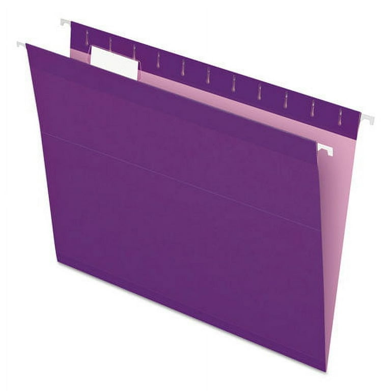 Colored Reinforced Hanging Folders, Letter Size, 1/5-Cut Tabs, Violet, 25/Box Colored Reinforced Hanging Folders, Letter Size, 1/5-Cut Tabs, Violet, 25/Box