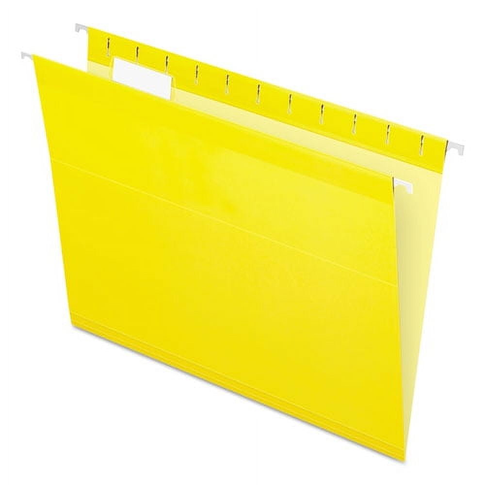 Colored Reinforced Hanging Folders, Letter Size, 1/5-Cut Tabs, Yellow, 25/Box | Bundle of 10 Boxes