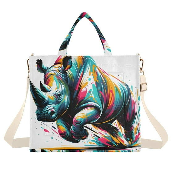 Colored Rhino Corduroy Tote Bag Handbag Large Messenger Bag Shoulder Crossbody Zipper Bag Purse