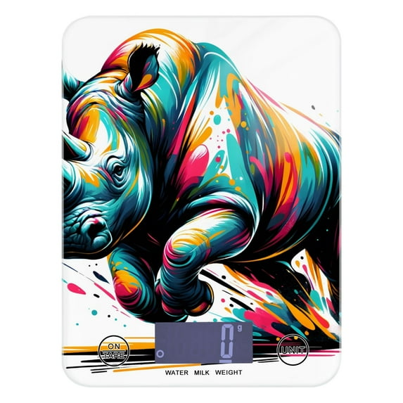 Colored Rhino Food Scale Digital Kitchen Scale Waterproof Tempered Glass Tare Function 11 lb for Baking Cooking Meal Prep