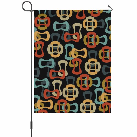 Colored Rings Garden Flag 12 x 18 Inches, Abstract Retro Colorful Ring Black Weather Proof Outdoor Patio Flags Double Sided Small Garden Decoration for Yard Outside Home