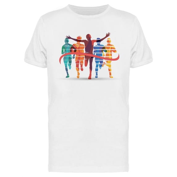 Colored Running Athletes  T-Shirt Men -Image by Shutterstock, Male Small