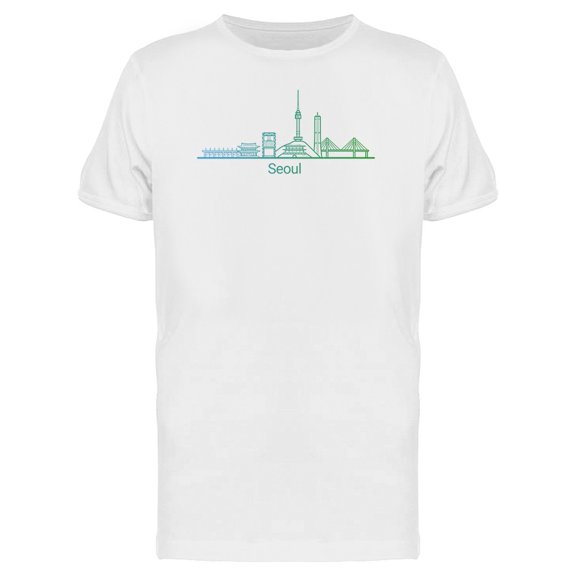 Colored Seoul Skyline T-Shirt Men -Image by Shutterstock, Male Large