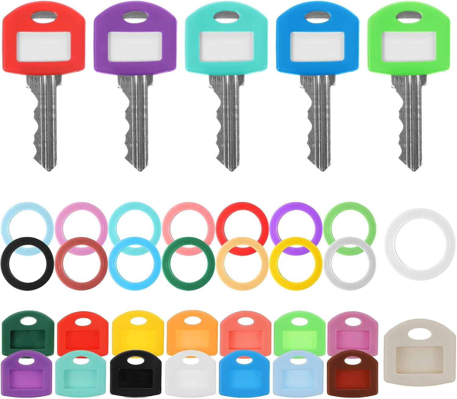 Colored Silicone Key Covers Caps Set with Blank Printed Label, Key Tags ...