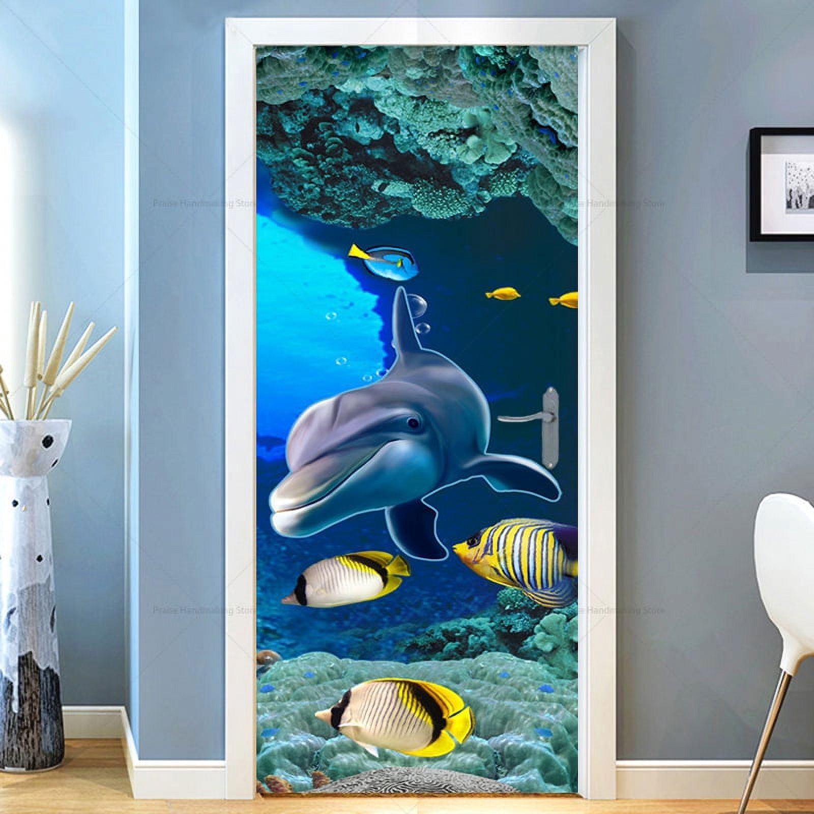 Colored Simulated Glass Complete Set of Door Stickers Home ration Creative Wallpaper Bathroom ...