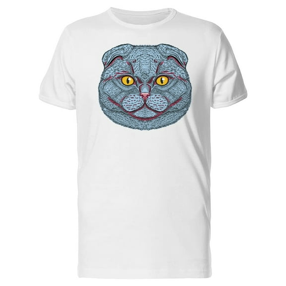 Colored Sketch Of A Cat Head T-Shirt Men -Image by Shutterstock, Male x-Large