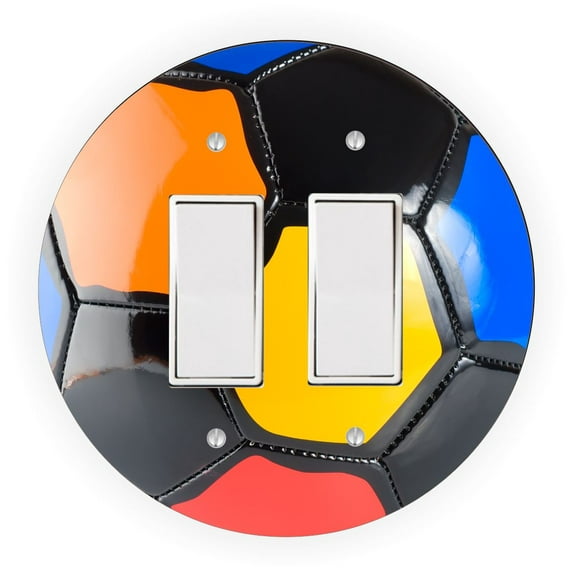 Colored Soccer Ball Design - Round Light Switch Plate Cover - Single Rocker