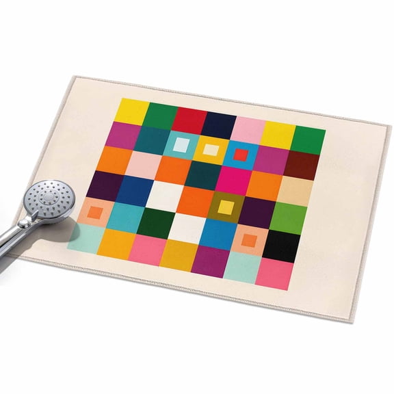 Colored Squares Front Door Rugs 2x3ft Retro Colorful Geometric Bright Plaid Checker Washable Rug, Non Slip Indoor Carpet Absorbent Floor Mat for Living Room Bedroom Dining Room