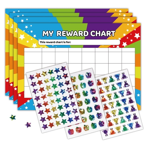 Colored Star Reward Sticker with My Reward Chart Card For Kid Student Good Behavior Homework and Daily Chore Tracking