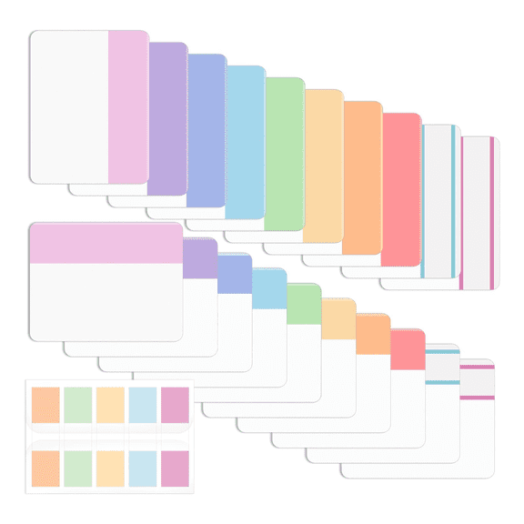 Colored Sticky Index Tabs, 500 Pieces, Writable Page Markers for Books, Notebooks, Binders, Folders, File Classification, Home and Office Organization, Water-Resistant,21 Sets, Multicolor