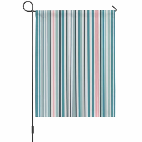 Colored Stripes Garden Flag 12 x 18 Inches, Abstract Teal Pink Vertical Stripe Modern Weather Proof Outdoor Patio Flags Double Sided Small Garden Decoration for Yard Outside Home