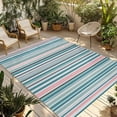 thumbnail image 1 of Colored Stripes Outdoor Rug for Patio/Deck/Porch, Non-Slip Large Area Rug 5 x 8 Ft, Modern Abstract Pink Blue Turquoise Lines Indoor Outdoor Rugs Washable Area Rugs, Camping Rug Carpet Runner, 1 of 8