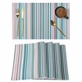 thumbnail image 1 of Colored Stripes Placemats Set of 6, Modern Abstract Pink Blue Turquoise Lines Placemats for Dining Table, Place Mats for Kitchen Tabletop, Waterproof Wipeable Dining Table Mats Set, 1 of 9