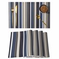 thumbnail image 1 of Colored Stripes Placemats Set of 8, Blue Black White Brown Abstract Lines Placemats for Dining Table, Place Mats for Kitchen Tabletop, Waterproof Wipeable Dining Table Mats Set, 1 of 9