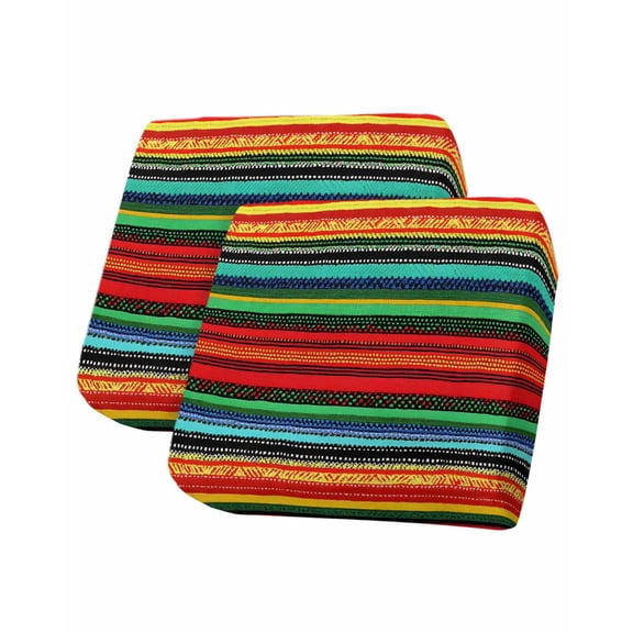 Colored Stripes Sofa Couch Cushion Covers Washable, Removable Stretchable Sectional Couch Covers, Abstract Striped Red Green Blue Striped Slipcovers for L & T Shape Sofa Protector S Size 2 pcs